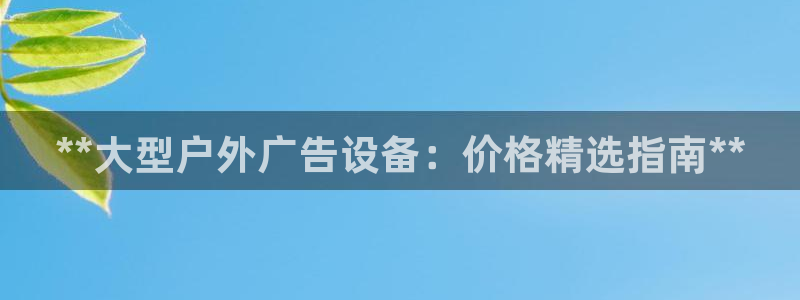 杏宇官方平台官网下载：**大型户外广告设备：价格精选指南**