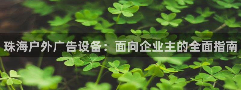 杏宇平台提现为什么这么久呢：珠海户外广告设备：面向企业主的全面指南